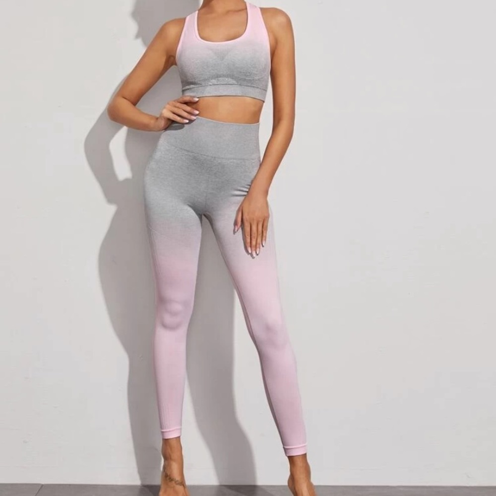 Racerback bralette with matching sports leggings